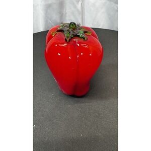 Vintage Red Art Glass Bell Pepper 5.5" Hand Blown Vegetable‎ Murano Style MCM